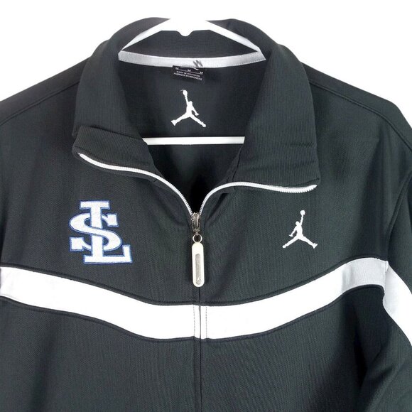 Nike Mens Jordan Warm-Up Starter Jacket Medium Gray St Louis Patch Logo Pockets - Picture 5 of 8